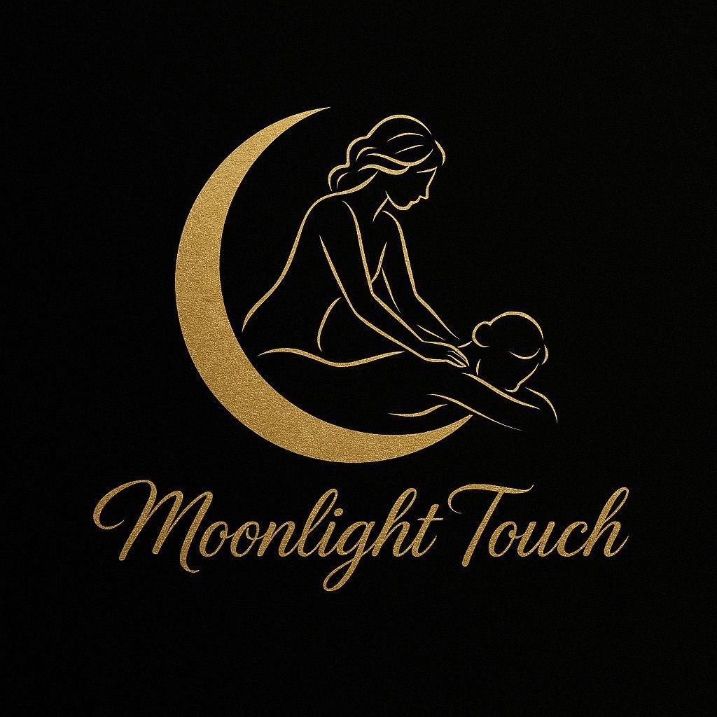 Moonlight Massage logo doré avec lune